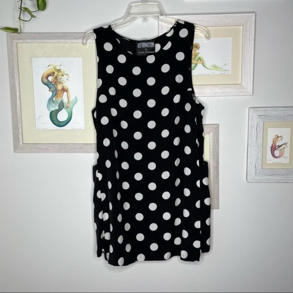 Reformation Dresses & Skirts - Reformation x Urban Renewal Black & White Polka Dot Side Cut-Out Mini Dress